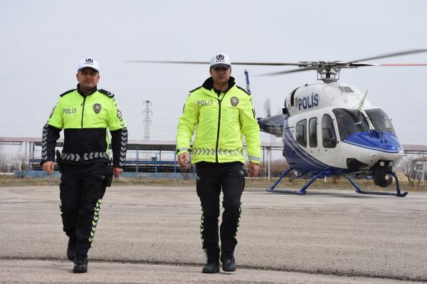 Aksaray’da helikopter destekli uygulamada 17 sürücüye ceza!